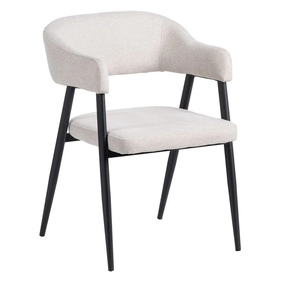 Lot de 2 : Chaise à Accoudoirs Tissu Pieds Noirs Ixia 56 cm