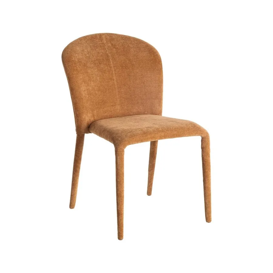 Lot de 4 : Chaise Empilable Tissu Chiné Ixia 50 cm - caramel, vue sur fond blanc