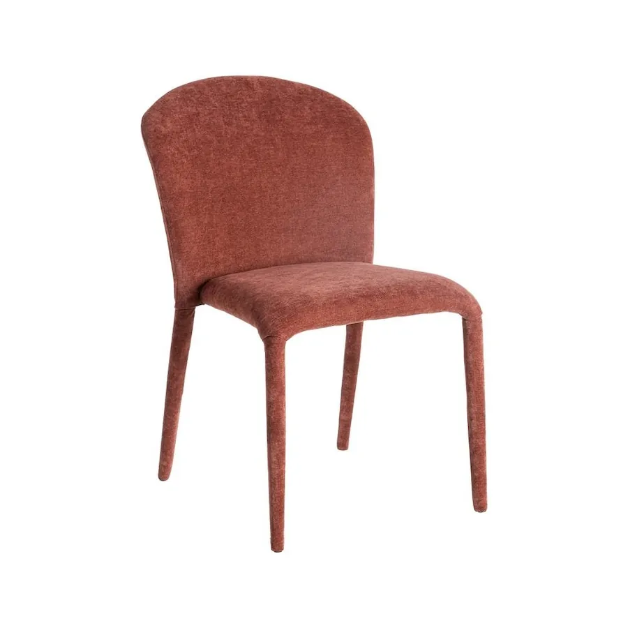 Lot de 4 : Chaise Empilable Tissu Chiné Ixia 50 cm - rouge brique, vue sur fond blanc