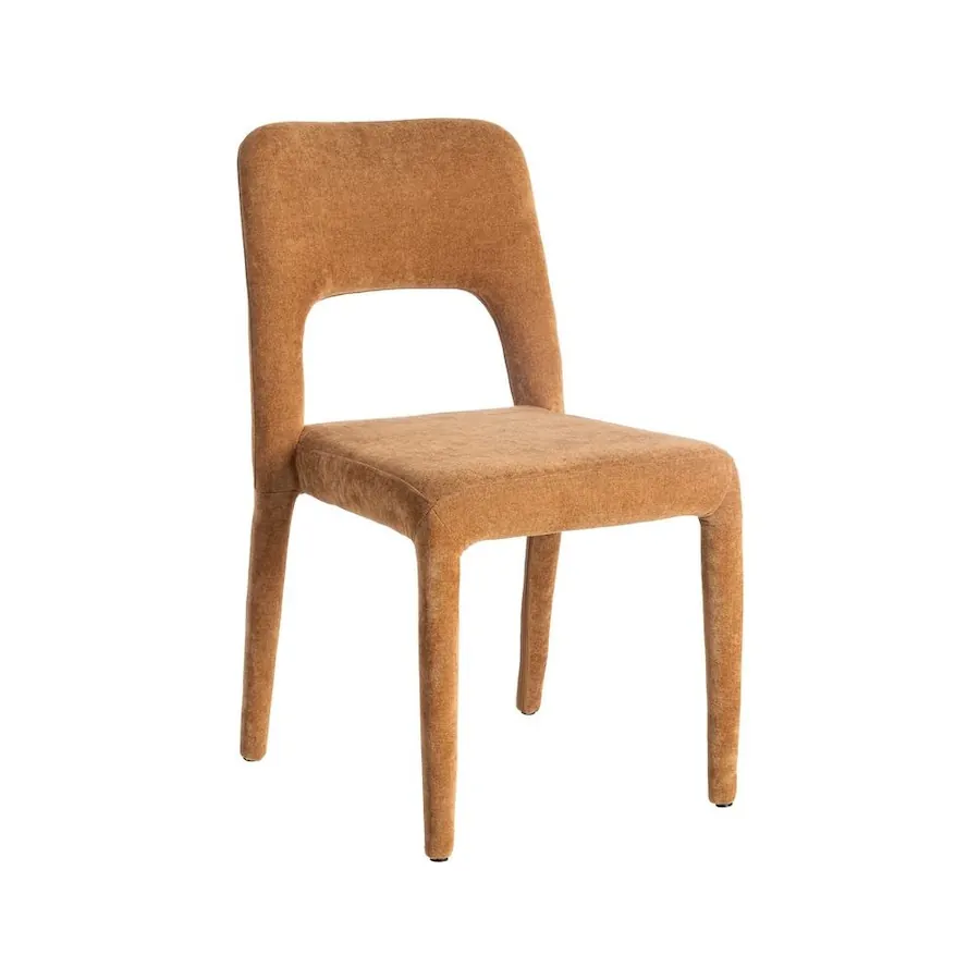 Lot de 4 : Chaise Empilable Tissu Chiné Ixia 47 cm - terracotta, vue de face sur fond blanc
