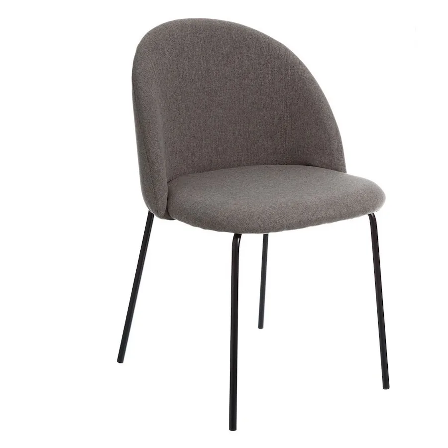 Lot de 2 : Chaise Aspect Lin et Métal Moderne Ixia 50 cm - gris, vue sur fond blanc