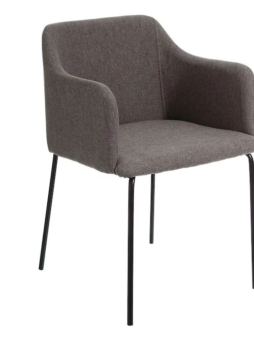 Lot de 2 : Chaise Aspect Lin et Métal Moderne Ixia 52 cm - gris, vue sur fond blanc