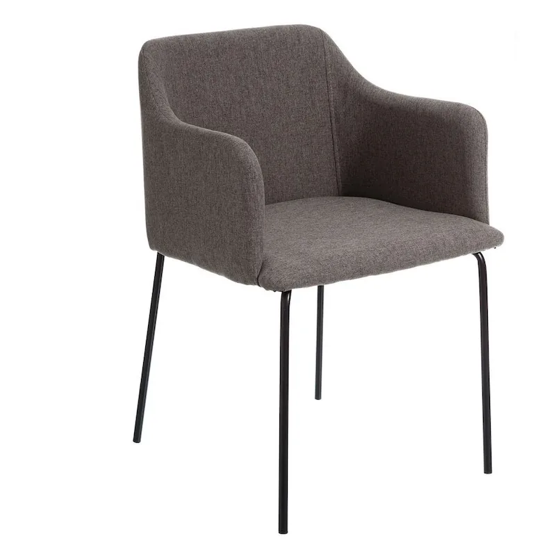 Lot de 2 : Chaise Aspect Lin et Métal Moderne Ixia 52 cm - gris, vue sur fond blanc