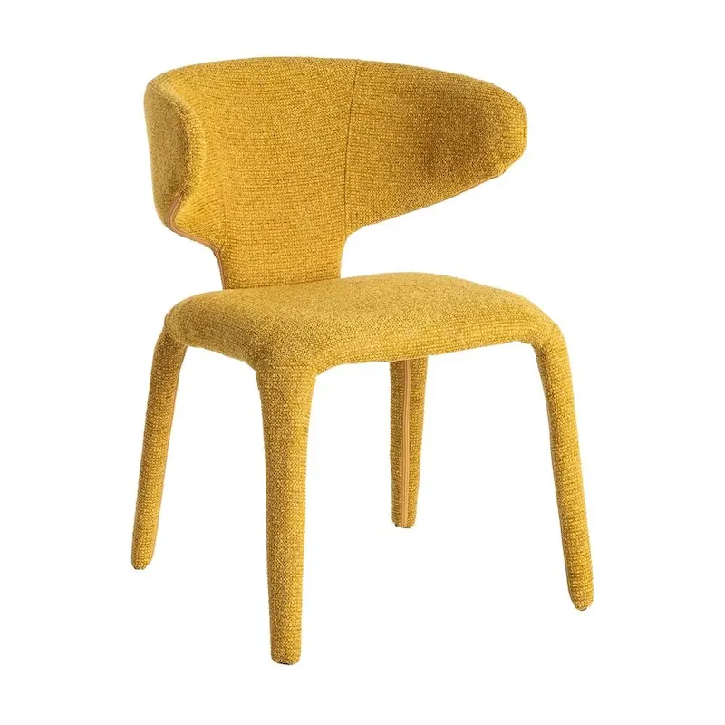 Lot de 2 : Chaise Tissu Chiné Ixia 58 cm - moutarde, vue sur fond blanc