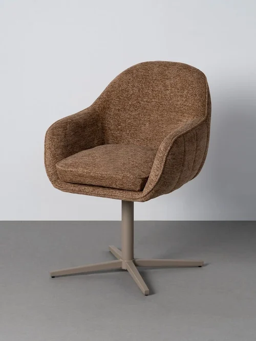 Lot de 2 : Chaise pivotante chocolat tissu et métal Ixia 60 cm