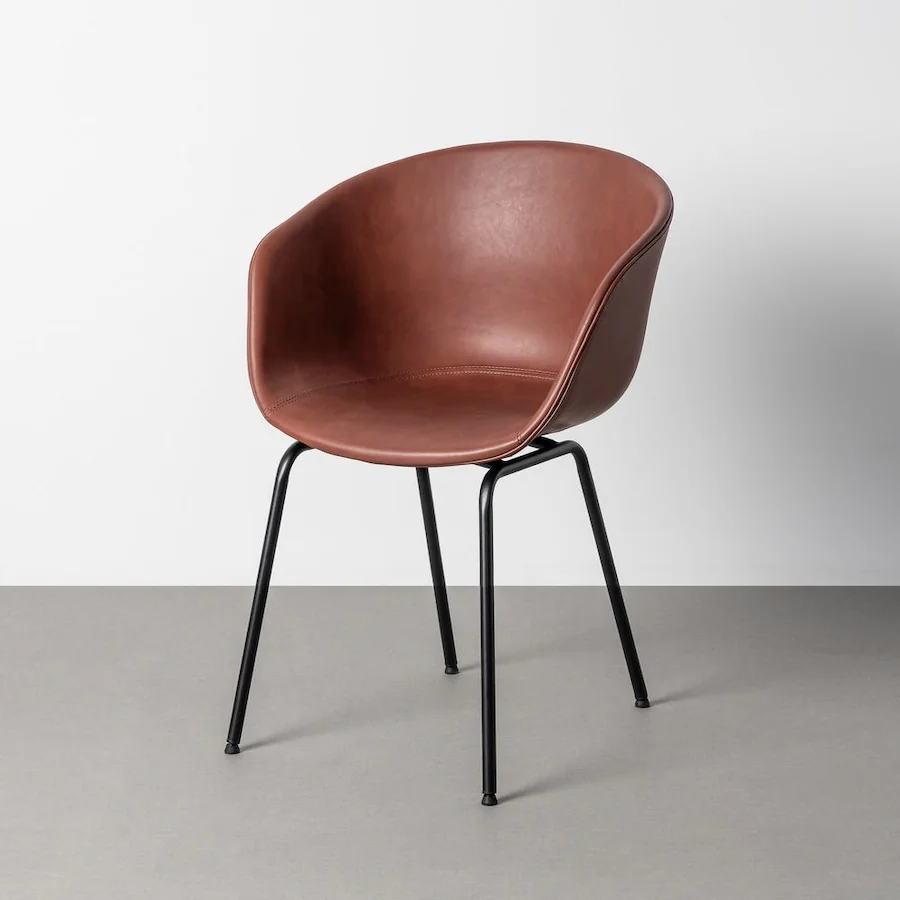 Chaise Métal-Similicuir Ixia 59 cm, grenat