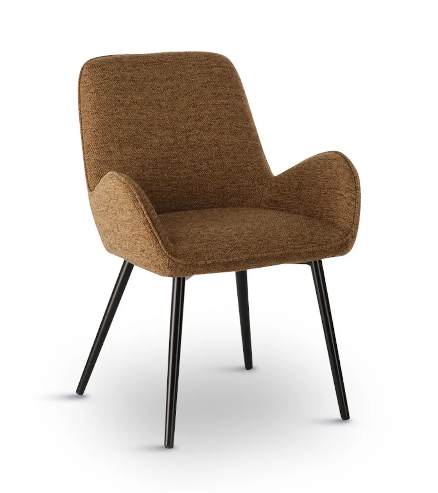 Fauteuil de table Trevise en tissu et métal – Athezza tabac chiné