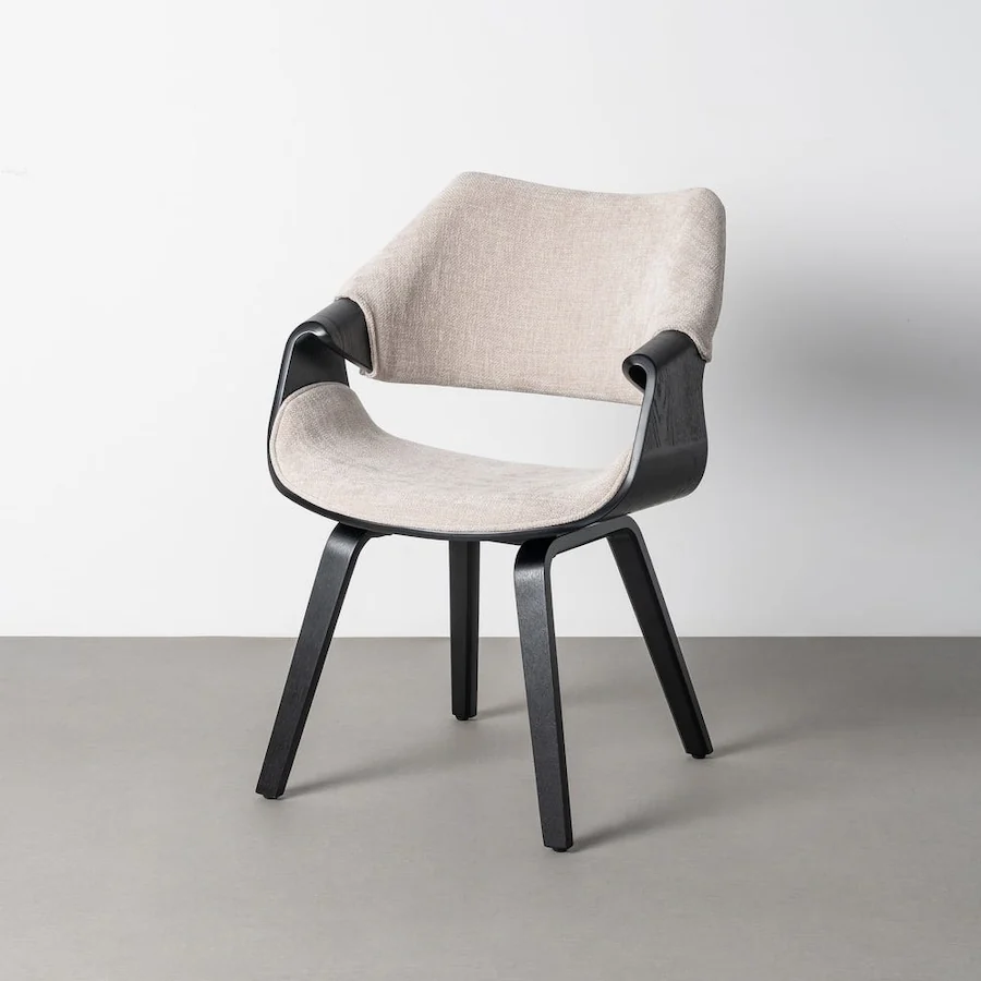 Chaise Tissu Chiné et Bois Ixia 61 cm, gris/noir