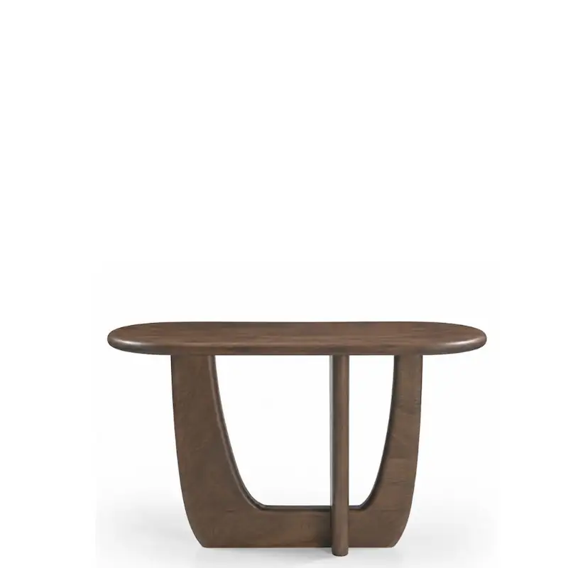 Console Eudora en manguier marron, piètement en arc et pied rond