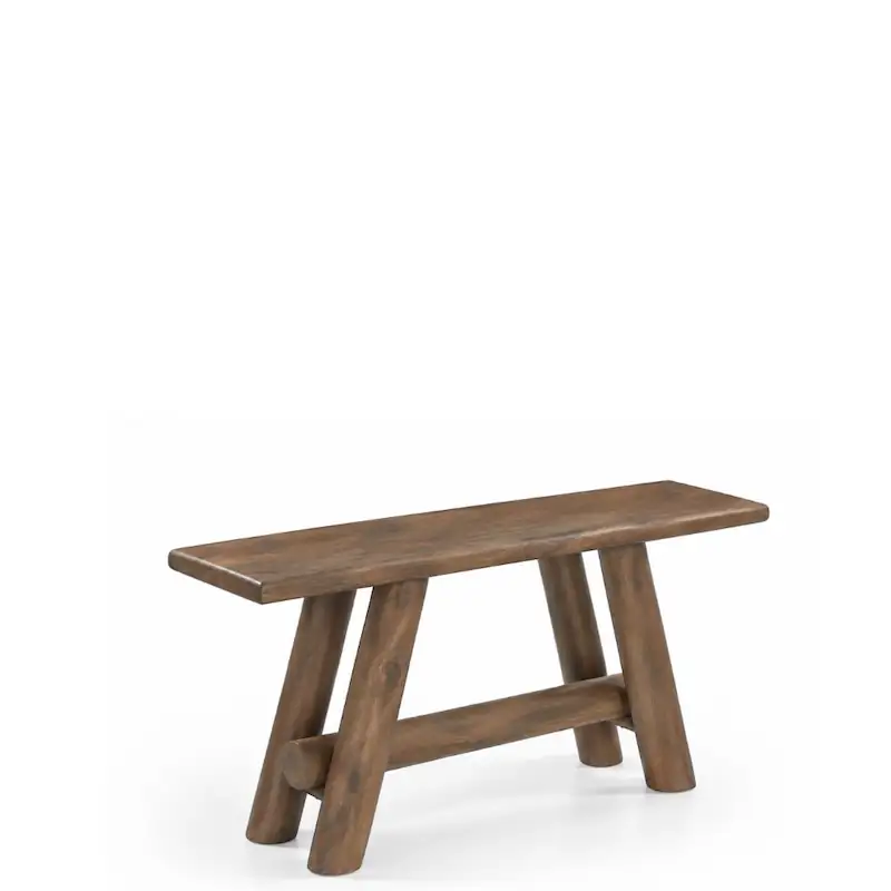 Console Lucien en manguier marron, pieds ronds en biais et traverse basse
