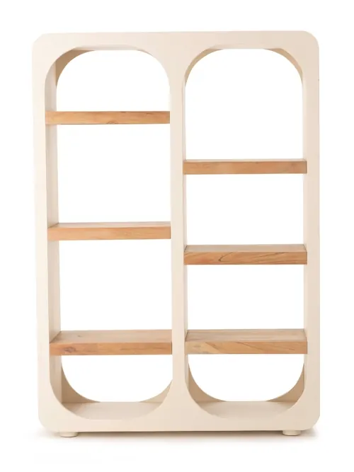 Bibliothèque Comino en bois écru, ouvertures en arche – Athezza