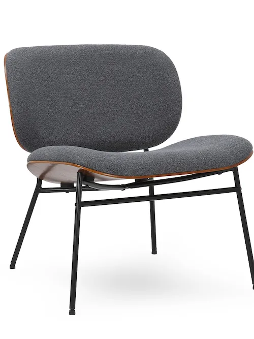 Fauteuil Kuji pieds métal noir en tissu anthracite – Athezza