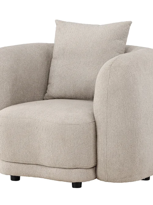 Trois quarts avant du tissu beige, volumes arrondis