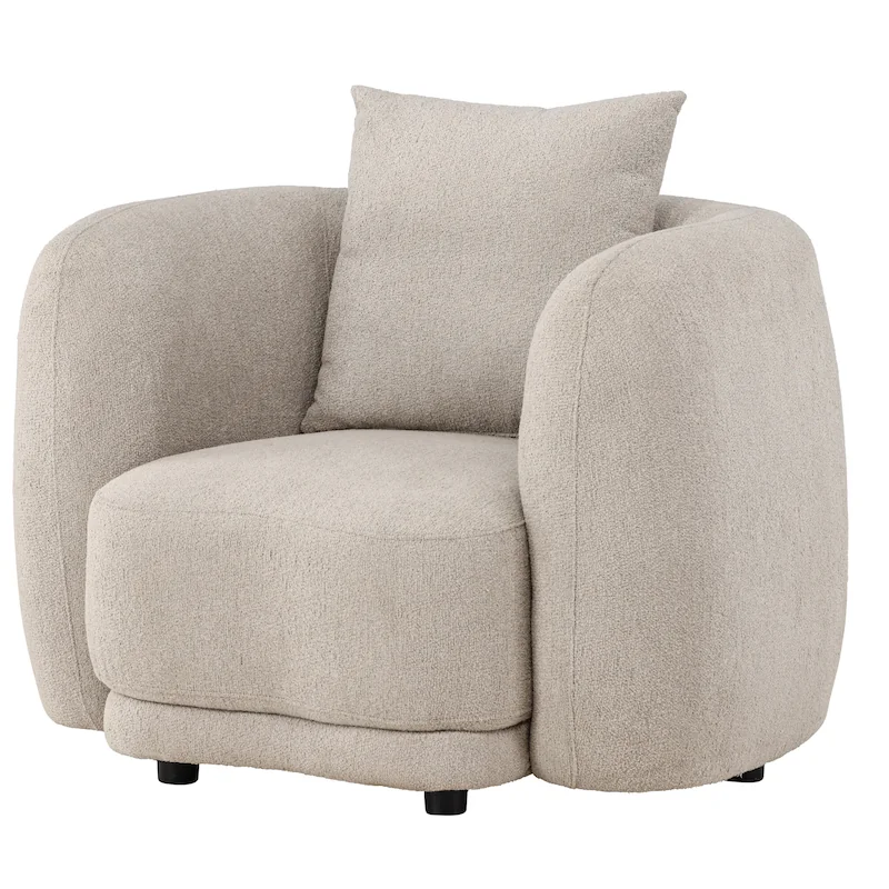 Trois quarts avant du tissu beige, volumes arrondis