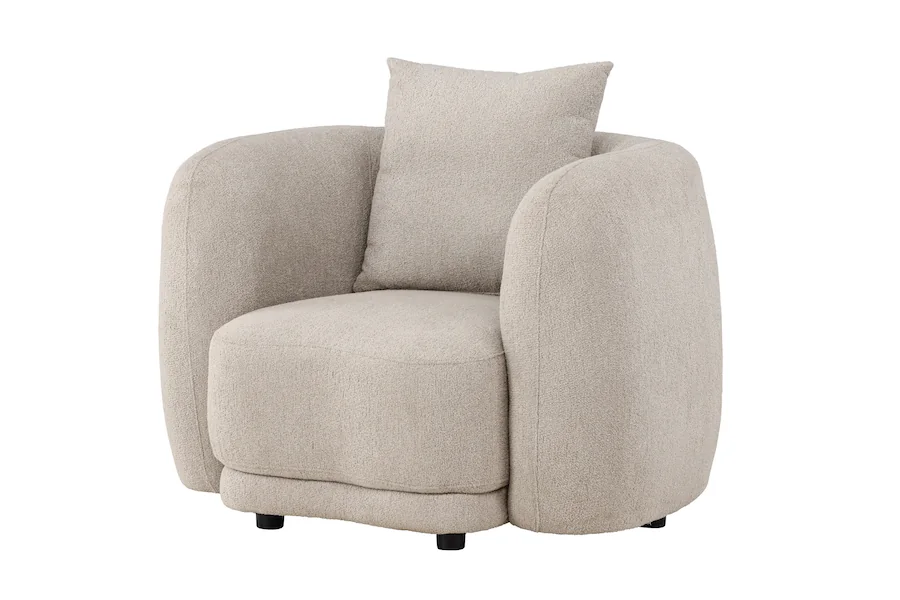 Trois quarts avant du tissu beige, volumes arrondis