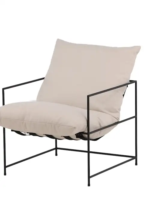 Fauteuil Sedalia à structure en métal noir, 70 cm