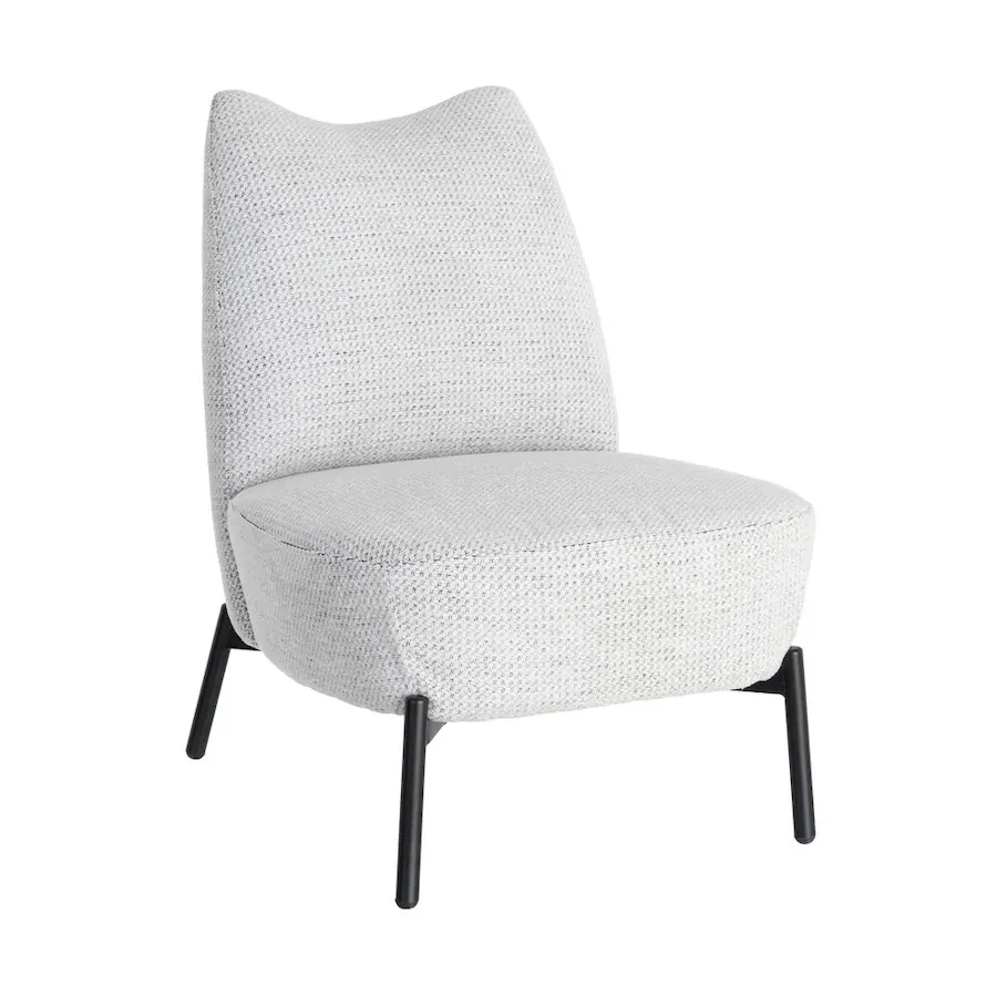 Fauteuil en tissu chiné à pieds en métal Ixia 61 cm Blanc