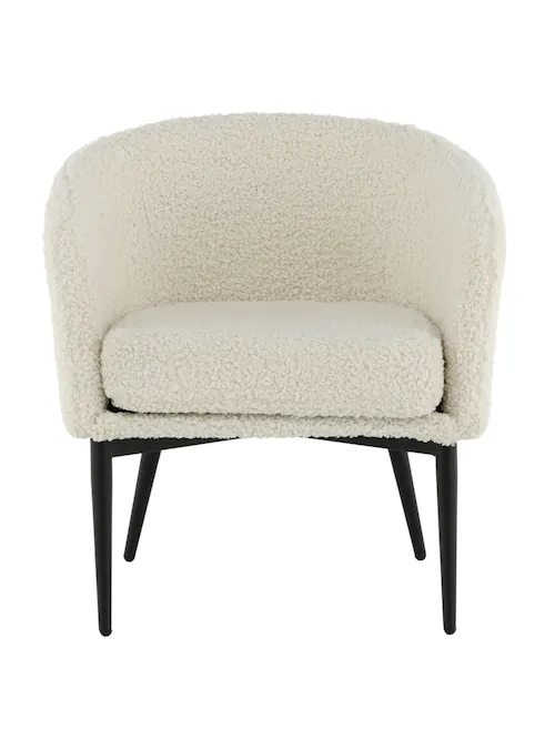 Fauteuil teddy bouclé pieds acier noir Venture Home 66 cm