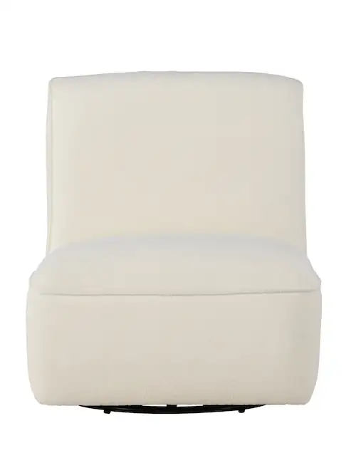 Fauteuil lounge My blanc sans accoudoirs, vu de face, assise basse et dossier galbé