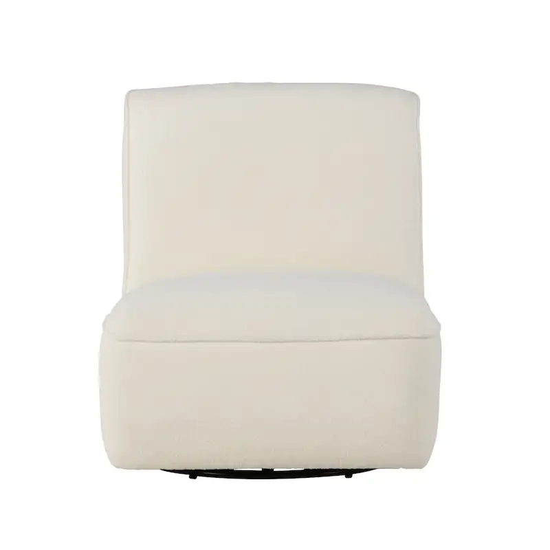 Fauteuil lounge My blanc sans accoudoirs, vu de face, assise basse et dossier galbé