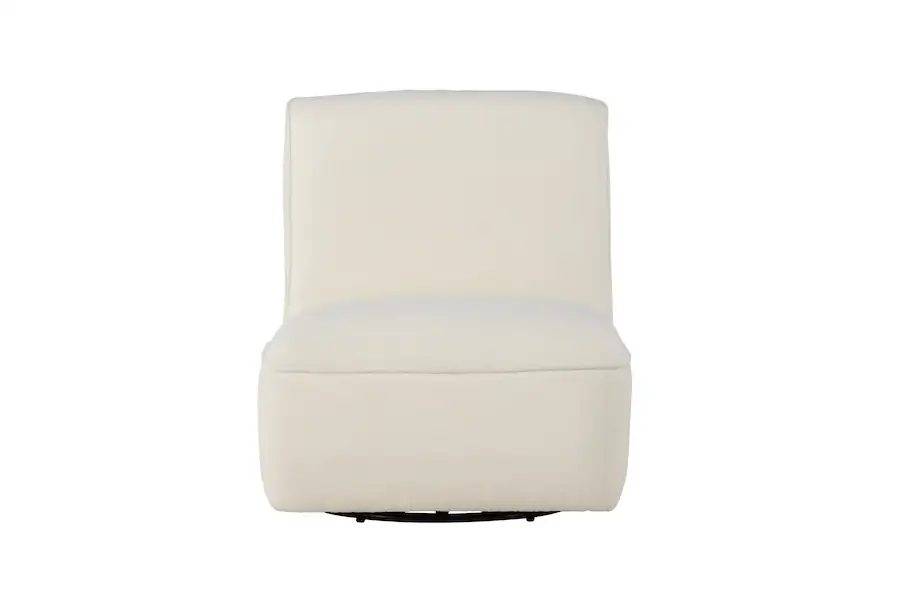 Fauteuil lounge My blanc sans accoudoirs, vu de face, assise basse et dossier galbé