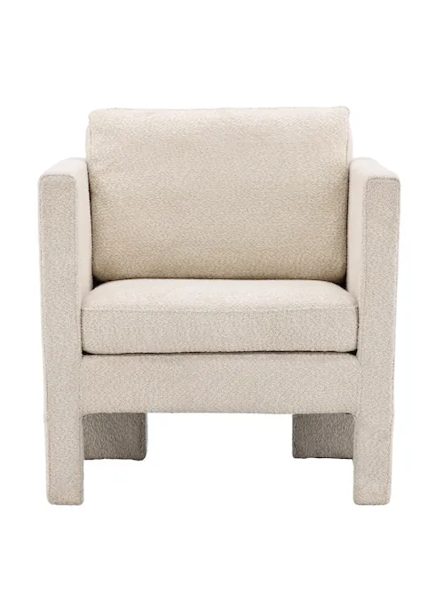 Fauteuil Ragusa à pieds blocs et accoudoirs hauts, 80 cm