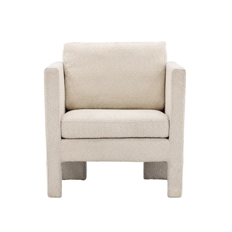 Fauteuil Ragusa écru à accoudoirs hauts, vu de face