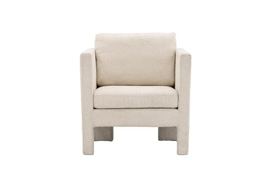 Fauteuil Ragusa écru à accoudoirs hauts, vu de face