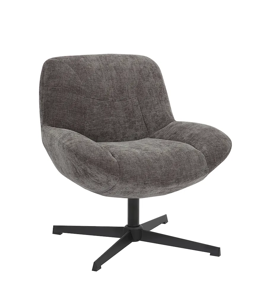 Fauteuil coque Smile gris foncé sur piètement étoile noir