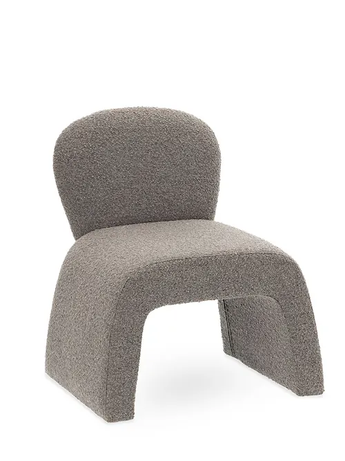 Fauteuil Bert en bouclette grise, côtés en arche – Athezza