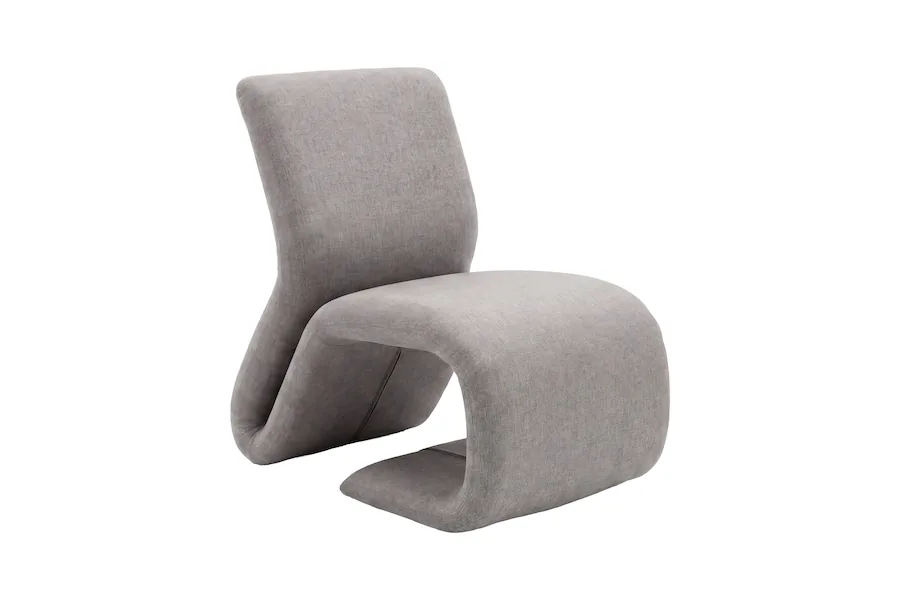 Fauteuil Rulls en trois quarts, ruban de tissu gris chiné qui se replie sous l'assise