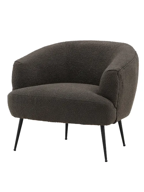 Trois quarts avant du tissu gris foncé, dossier courbe