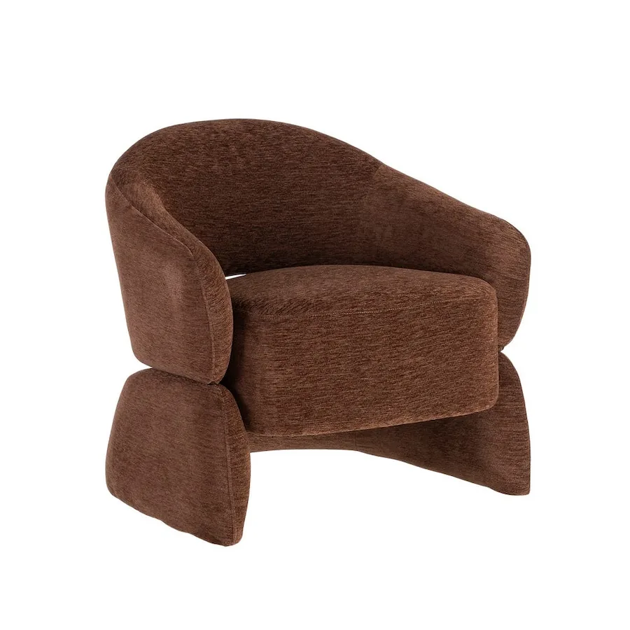 Fauteuil en chenille à dossier enveloppant Ixia 77 cm Marron
