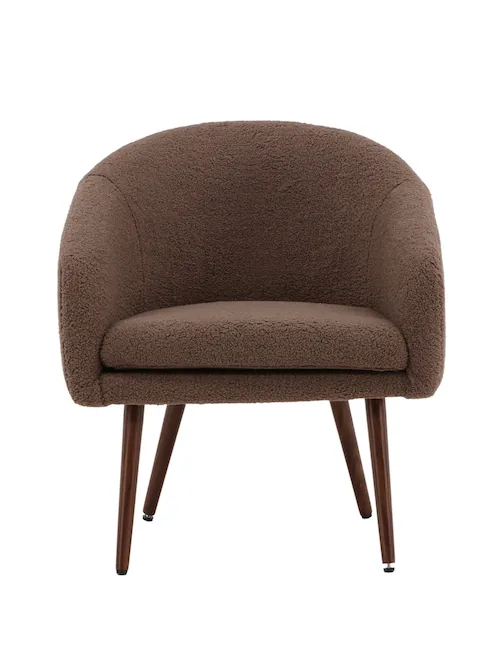 Fauteuil teddy Wanda marron à pieds évasés, 68 cm