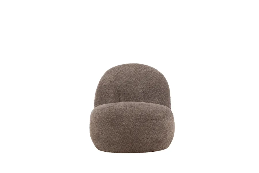 Fauteuil Omaha arrondi en bouclette brun taupe, vu de face