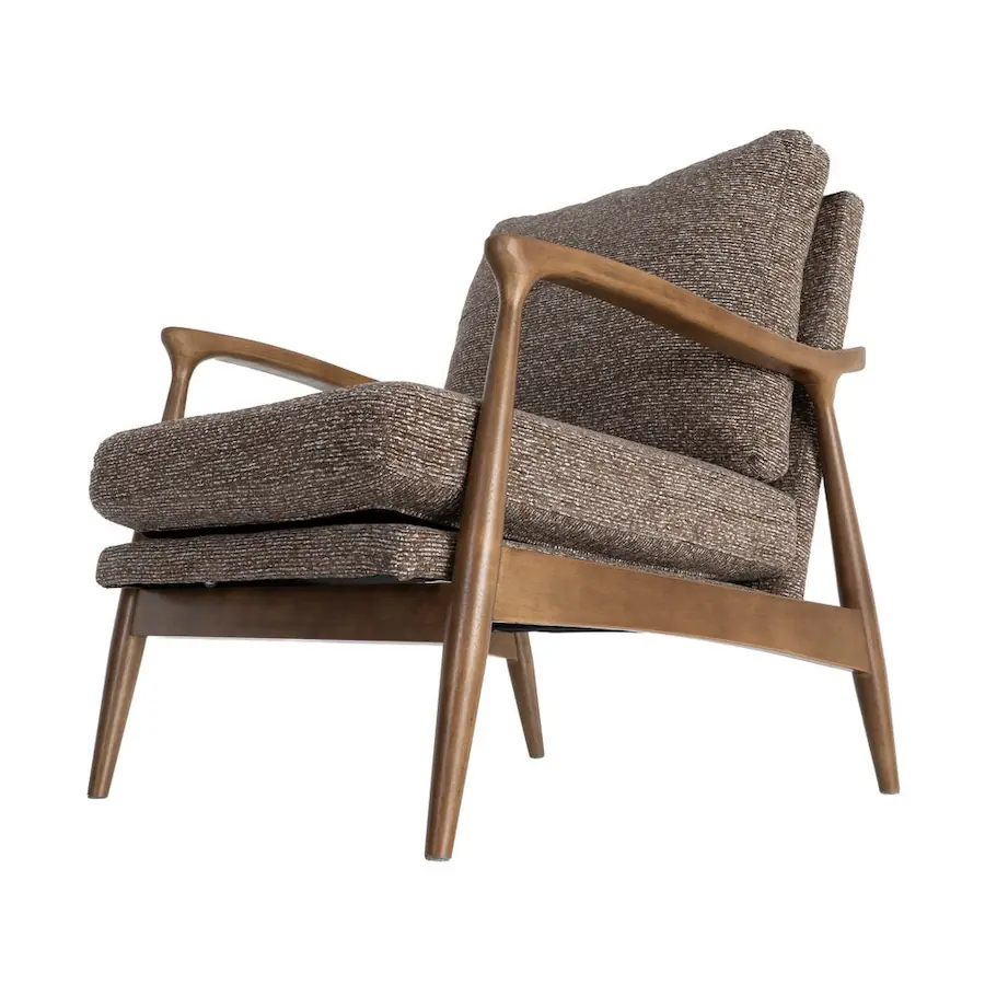 Fauteuil en bois d'hévéa à coussins déhoussables Ixia 72 cm Marron
