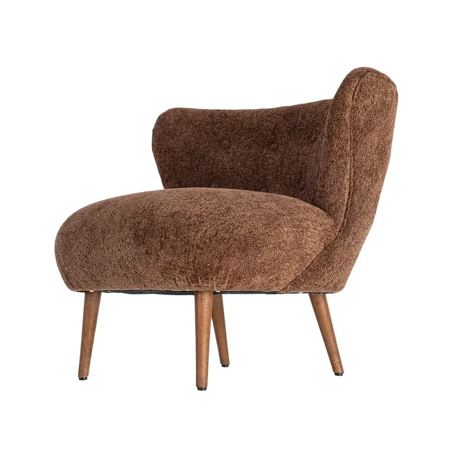 Fauteuil en tissu à pieds en bois Ixia 78 cm Marron