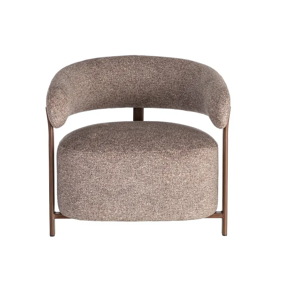 Fauteuil en tissu chiné à pieds en métal Ixia 77 cm Taupe