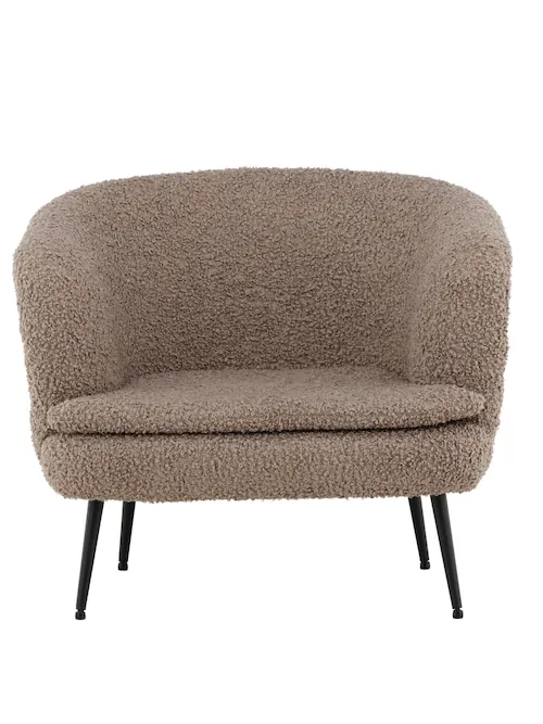 Fauteuil Nordkoster en teddy à pieds noirs évasés, 81 cm