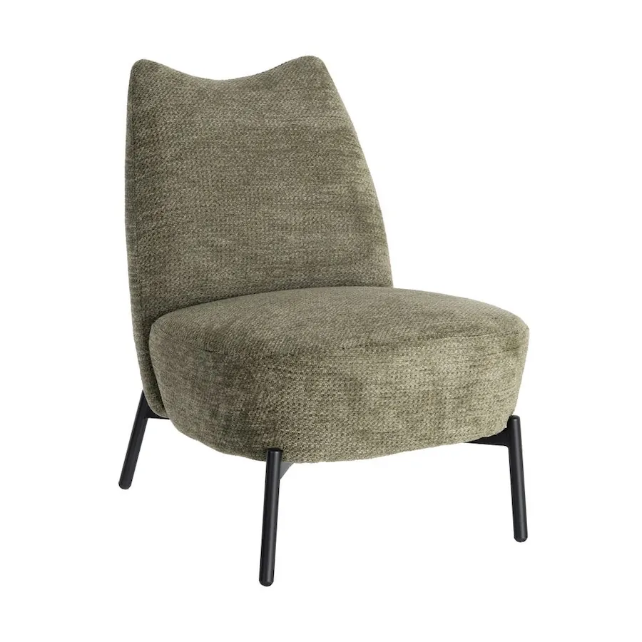 Fauteuil en tissu chiné à pieds en métal Ixia 61 cm Olive