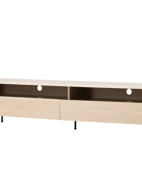Meuble TV Navarra à deux tiroirs et pieds métal, 180 cm