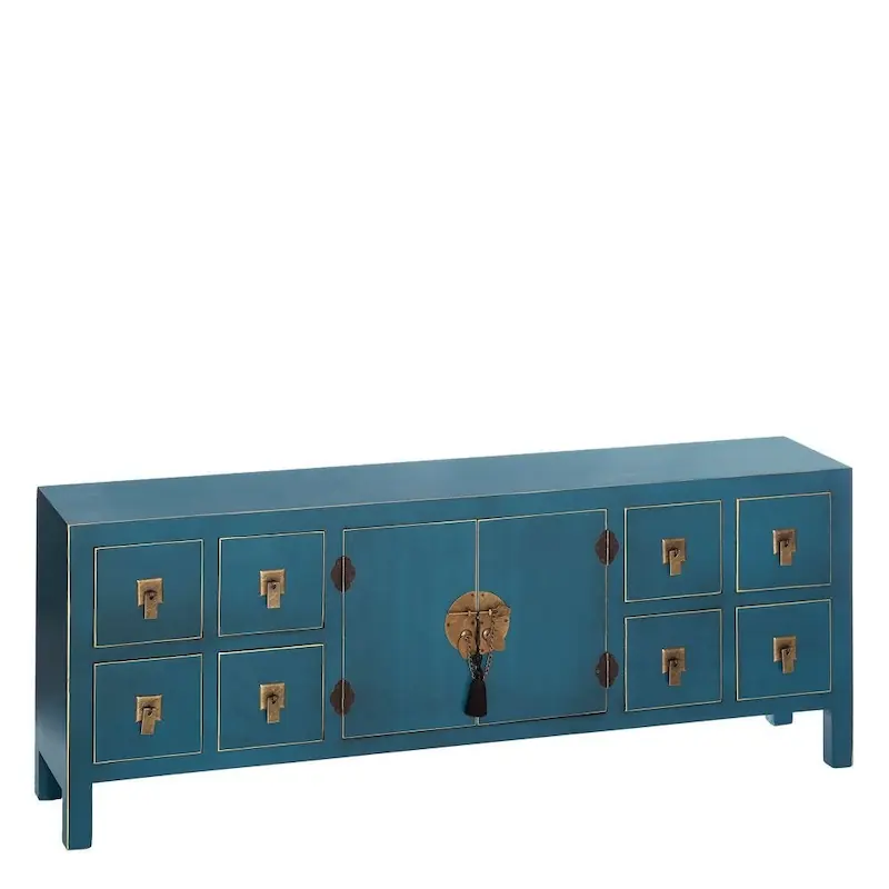 Meuble TV Bleu Pétrole 8 Tiroirs Ixia 130cm