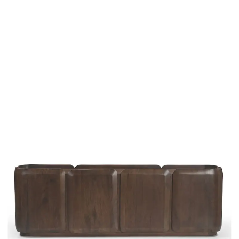 Meuble TV Palermo en manguier marron foncé, quatre portes arrondies en coussin