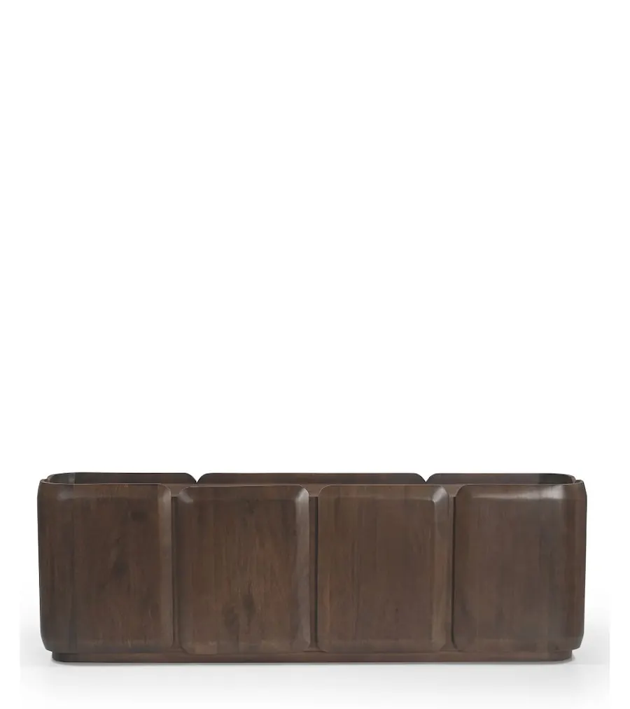 Meuble TV Palermo en manguier marron foncé, quatre portes arrondies en coussin