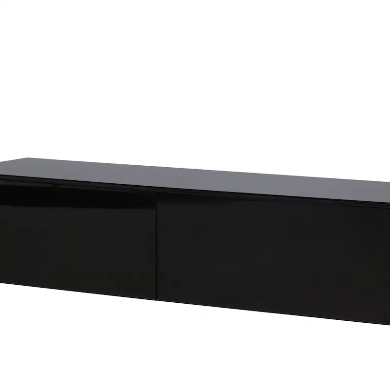 Fristad en MDF noir brillant, vue de trois quarts avant