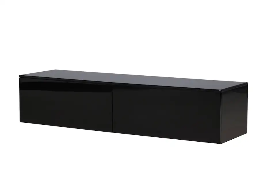 Fristad en MDF noir brillant, vue de trois quarts avant