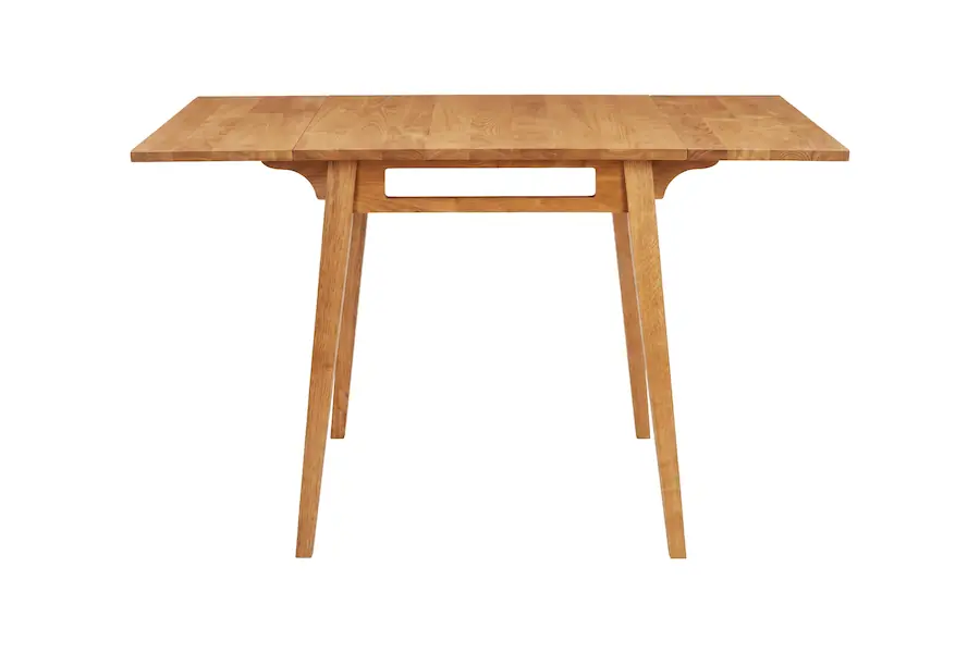 Table à manger avec rabats Yakidon rabats relevés, plateau bois clair vue de face