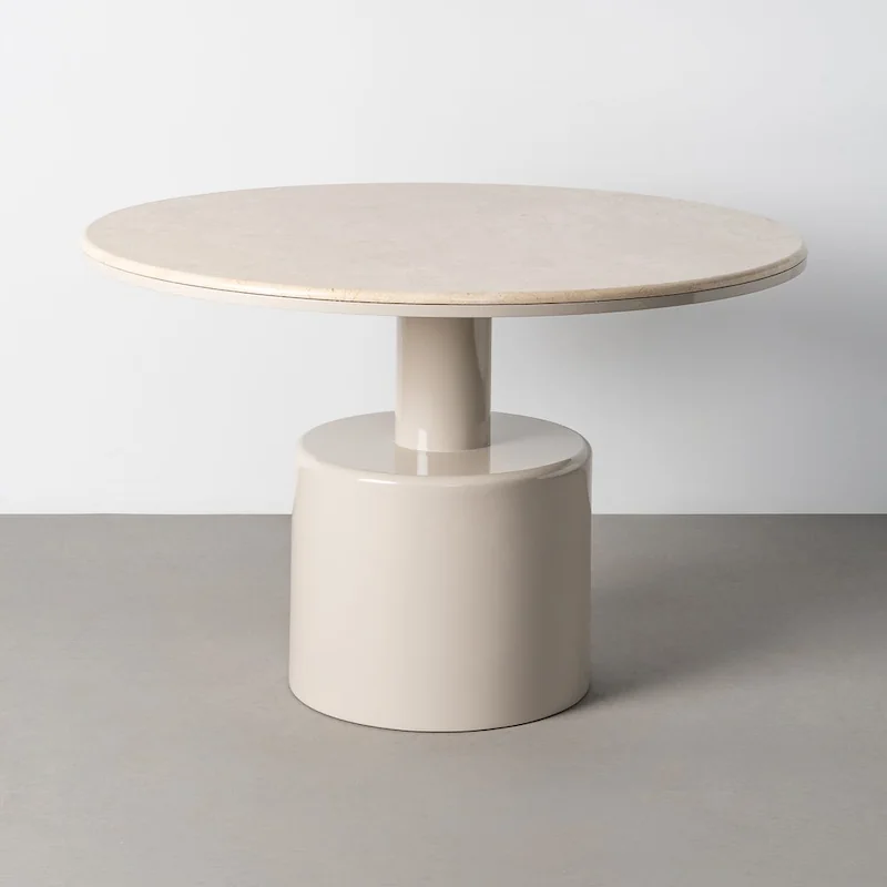 Table à manger ronde en marbre sur pied central 120 cm