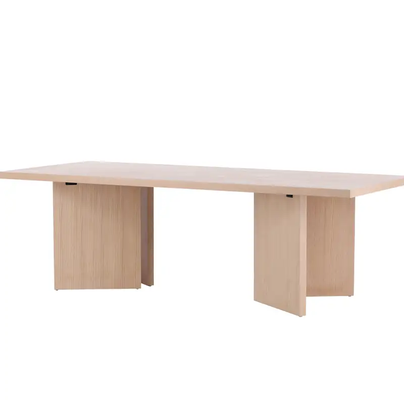 Grande table à manger blanchie vue de trois quarts avant