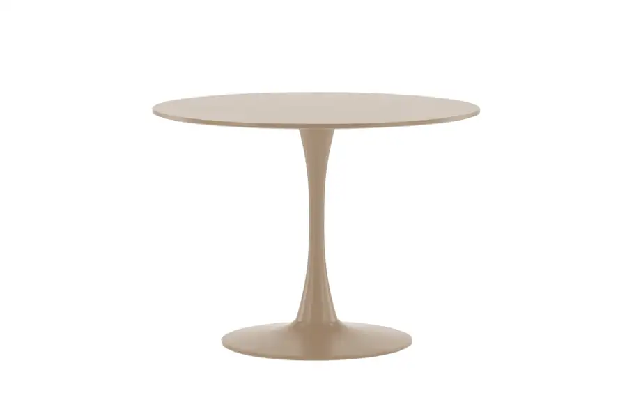 Table à manger ronde Glade beige de 100 cm sur pied central évasé et base ronde
